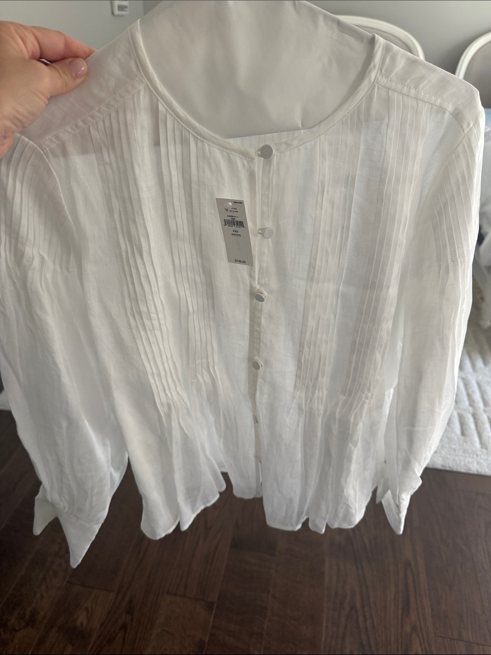 Banana Republic White Pintuck Button-Front Blouse